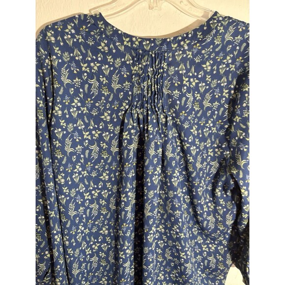 Jachs Girlfriend Women’s Blue 3/4 Sleeve Blouse Large Button Up Floral - Picture 5 of 8
